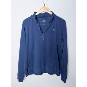 Vineyard Vines Quarter Zip Sweatshirt Women's XL Navy Blue 100% Cotton